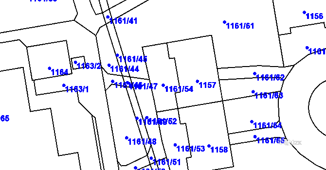 Parcela st. 1161/54 v KÚ Háje, Katastrální mapa