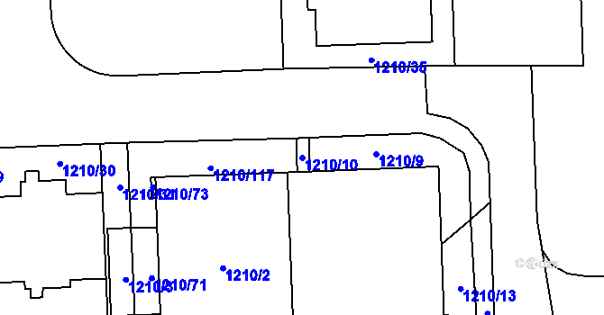 Parcela st. 1210/10 v KÚ Háje, Katastrální mapa