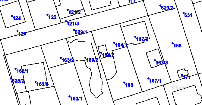Parcela st. 164/2 v KÚ Háje, Katastrální mapa