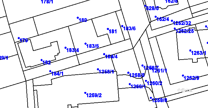 Parcela st. 184/4 v KÚ Háje, Katastrální mapa