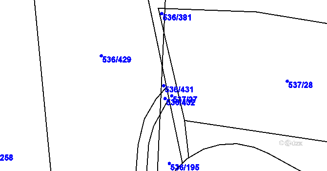 Parcela st. 536/431 v KÚ Háje, Katastrální mapa