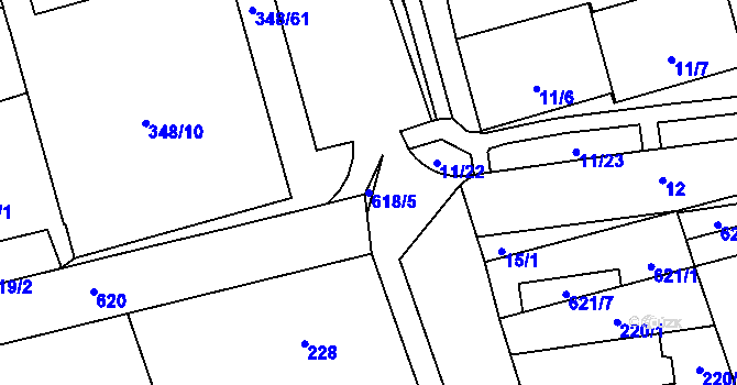 Parcela st. 618/5 v KÚ Háje, Katastrální mapa