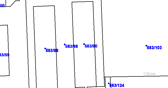 Parcela st. 583/90 v KÚ Háje, Katastrální mapa