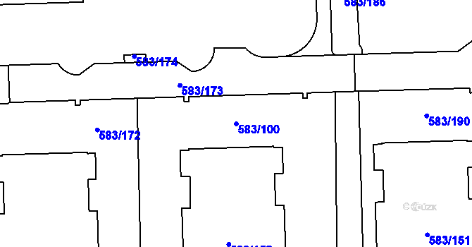 Parcela st. 583/100 v KÚ Háje, Katastrální mapa