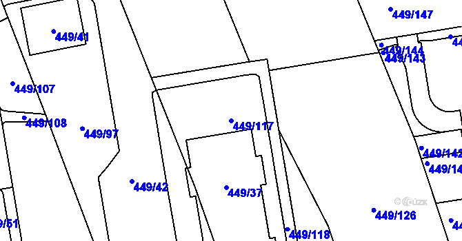 Parcela st. 449/117 v KÚ Háje, Katastrální mapa