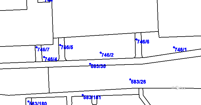 Parcela st. 746/2 v KÚ Háje, Katastrální mapa