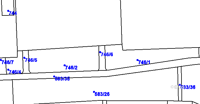 Parcela st. 746/6 v KÚ Háje, Katastrální mapa