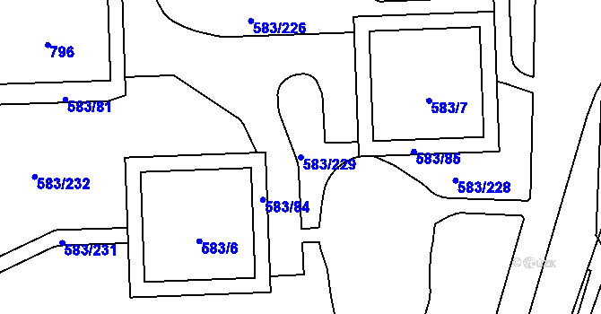 Parcela st. 583/229 v KÚ Háje, Katastrální mapa