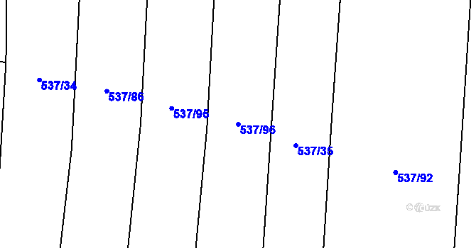 Parcela st. 537/96 v KÚ Háje, Katastrální mapa
