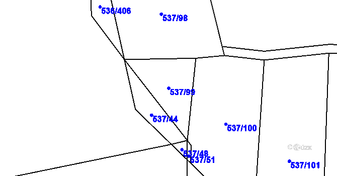 Parcela st. 537/99 v KÚ Háje, Katastrální mapa