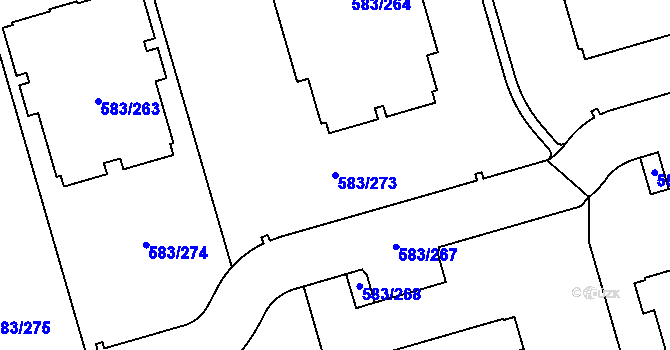 Parcela st. 583/273 v KÚ Háje, Katastrální mapa