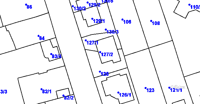 Parcela st. 127/2 v KÚ Háje, Katastrální mapa