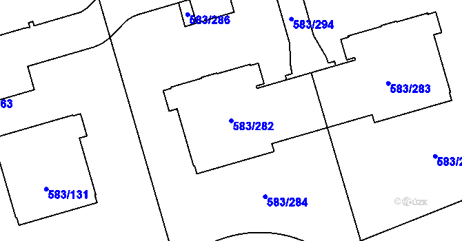 Parcela st. 583/282 v KÚ Háje, Katastrální mapa