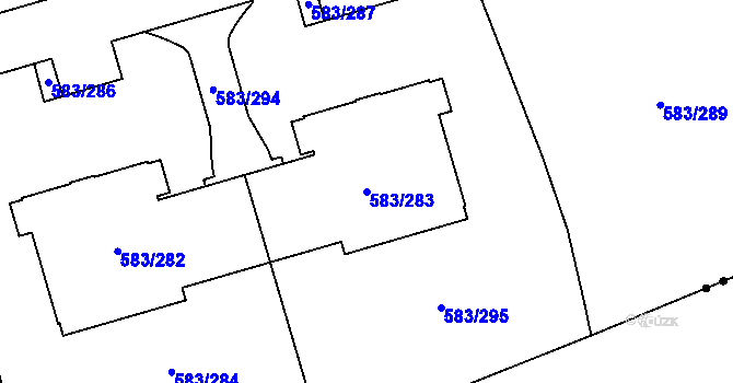 Parcela st. 583/283 v KÚ Háje, Katastrální mapa