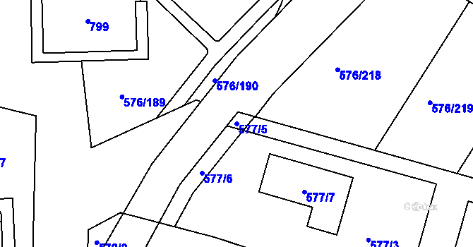 Parcela st. 577/5 v KÚ Háje, Katastrální mapa
