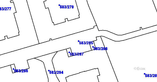 Parcela st. 583/285 v KÚ Háje, Katastrální mapa