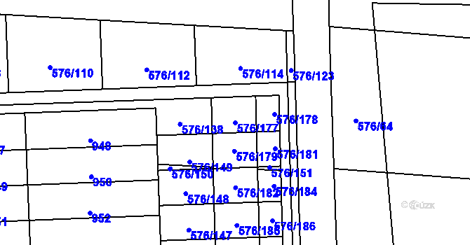 Parcela st. 576/177 v KÚ Háje, Katastrální mapa