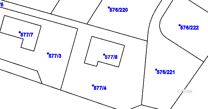 Parcela st. 577/8 v KÚ Háje, Katastrální mapa