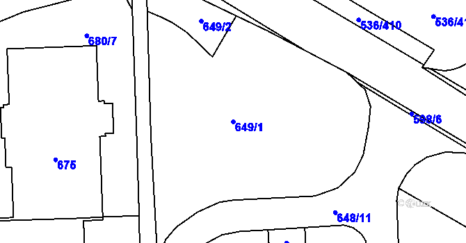 Parcela st. 649/1 v KÚ Háje, Katastrální mapa