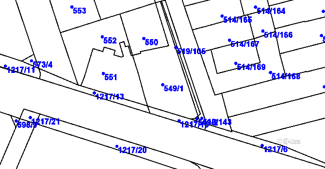Parcela st. 549/1 v KÚ Háje, Katastrální mapa