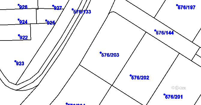 Parcela st. 576/203 v KÚ Háje, Katastrální mapa