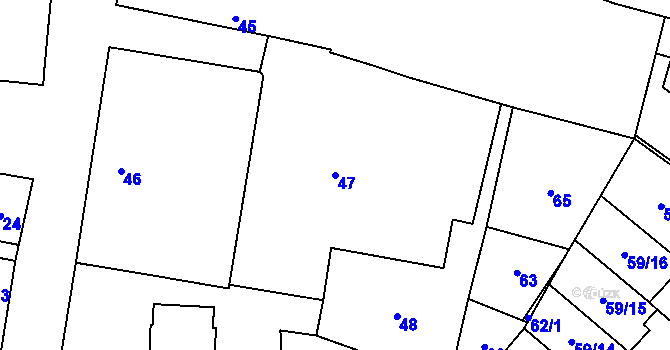 Parcela st. 47 v KÚ Kunratice, Katastrální mapa