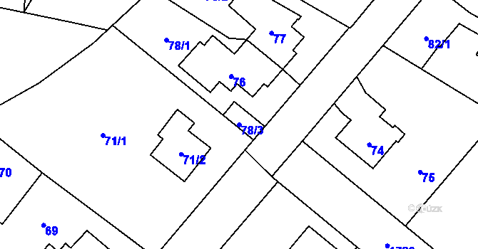 Parcela st. 78/3 v KÚ Kunratice, Katastrální mapa