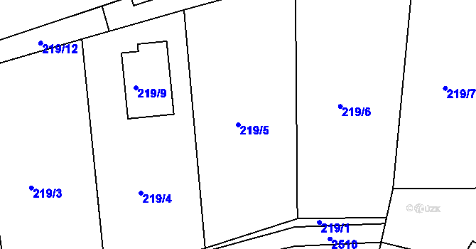 Parcela st. 219/5 v KÚ Kunratice, Katastrální mapa