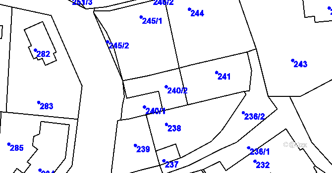 Parcela st. 240/2 v KÚ Kunratice, Katastrální mapa
