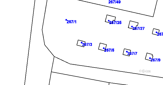 Parcela st. 267/3 v KÚ Kunratice, Katastrální mapa