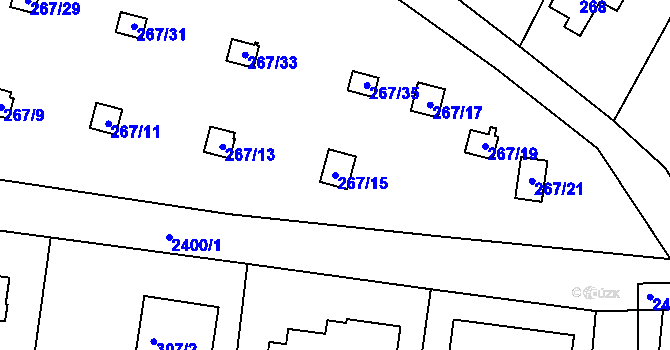Parcela st. 267/15 v KÚ Kunratice, Katastrální mapa