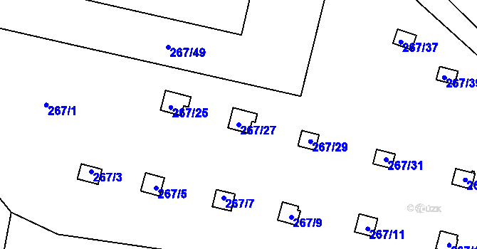 Parcela st. 267/27 v KÚ Kunratice, Katastrální mapa