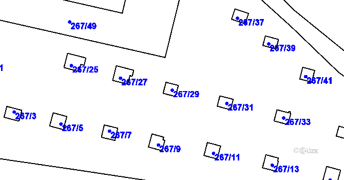 Parcela st. 267/29 v KÚ Kunratice, Katastrální mapa