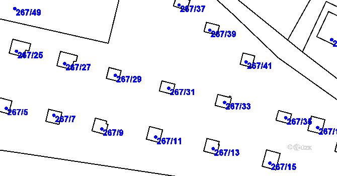 Parcela st. 267/31 v KÚ Kunratice, Katastrální mapa