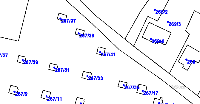 Parcela st. 267/41 v KÚ Kunratice, Katastrální mapa
