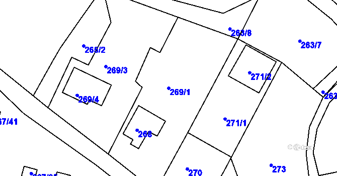 Parcela st. 269/1 v KÚ Kunratice, Katastrální mapa
