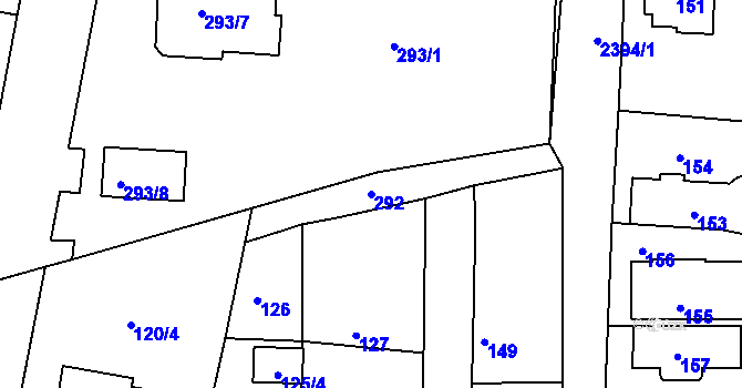 Parcela st. 292 v KÚ Kunratice, Katastrální mapa