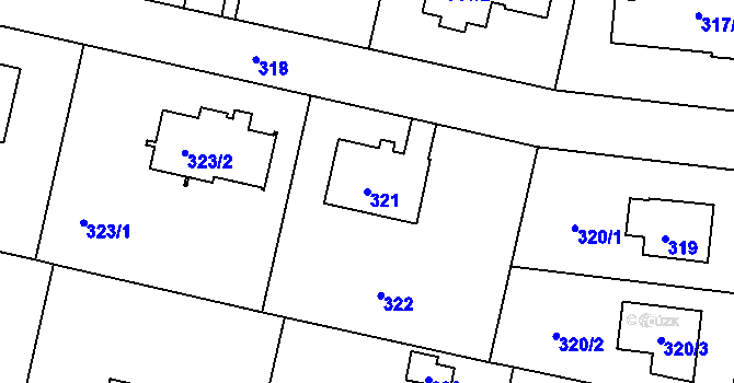 Parcela st. 321 v KÚ Kunratice, Katastrální mapa