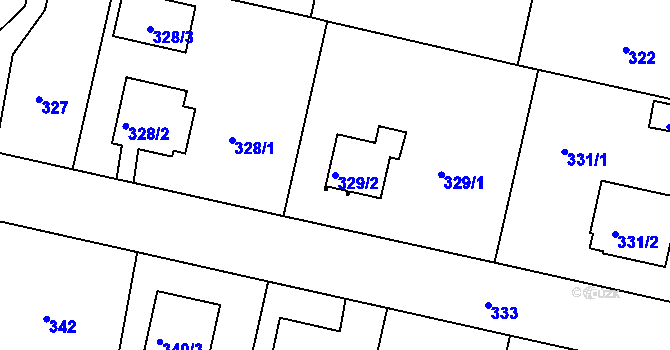 Parcela st. 329/2 v KÚ Kunratice, Katastrální mapa