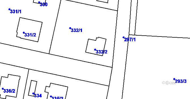 Parcela st. 332/2 v KÚ Kunratice, Katastrální mapa