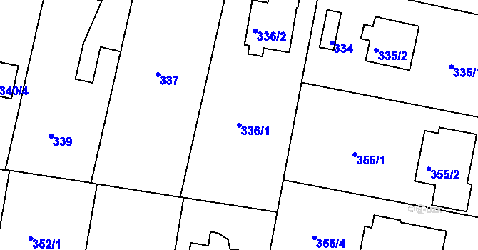 Parcela st. 336/1 v KÚ Kunratice, Katastrální mapa