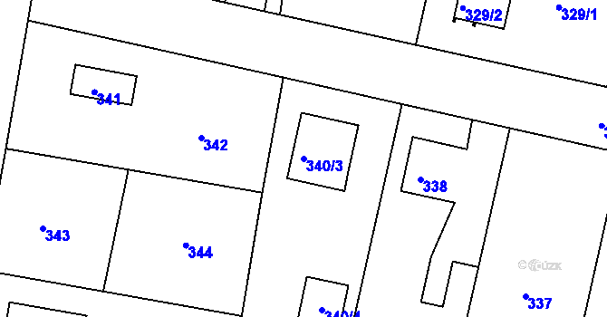Parcela st. 340/3 v KÚ Kunratice, Katastrální mapa