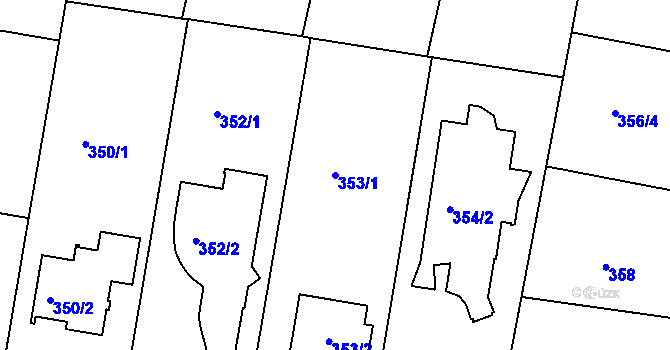Parcela st. 353/1 v KÚ Kunratice, Katastrální mapa