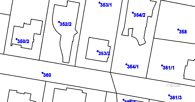 Parcela st. 353/2 v KÚ Kunratice, Katastrální mapa