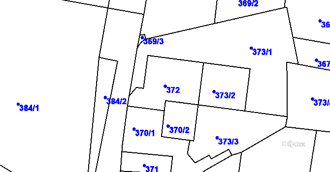 Parcela st. 372 v KÚ Kunratice, Katastrální mapa