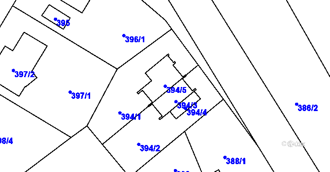 Parcela st. 394/5 v KÚ Kunratice, Katastrální mapa