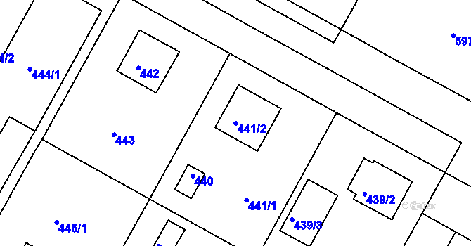 Parcela st. 441/2 v KÚ Kunratice, Katastrální mapa