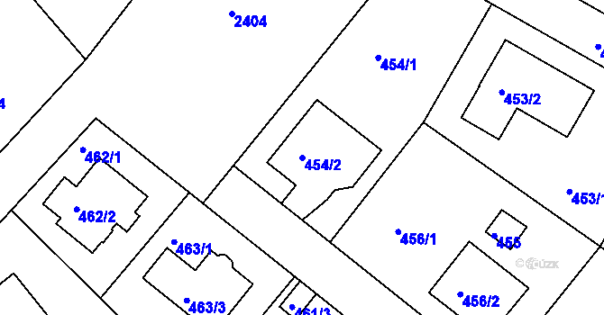 Parcela st. 454/2 v KÚ Kunratice, Katastrální mapa