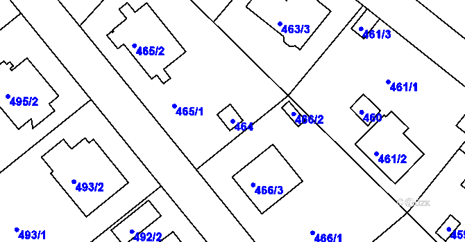 Parcela st. 464 v KÚ Kunratice, Katastrální mapa