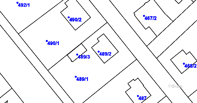 Parcela st. 489/2 v KÚ Kunratice, Katastrální mapa